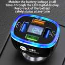 6-in-1 Multi-Function Car Charger with LED Digital Display, PD 3.1A & QC3.0 Super Fast Charging, Fire-Proof PC Body, Multi-Port USB/Type-C Car Adapter for iPhone Android Tablets Cars