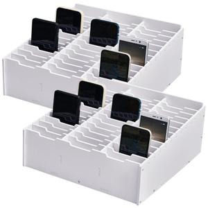 Ctosree 2 Pcs Cell Phone Holder School Desk Calculator Storage Box Holder Case Multifunctional Classroom Caddy Cell Phone Organizer (15.35 x 12.22 x 4.45 Inch)