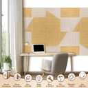 Self-Adhesive Acoustic Panels 6-Pack, Covers 24 Sq Ft - 23.6"x23.6" Brown Wood Grain Sound Proof Wall Panels, 25dB Noise Reduction, No Tools DIY for Home Office & Bedroom, 6 pack 12x16in