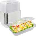 125 Pack 8.5 x 6 Inch Aluminum Foil Pans, Disposable Aluminum Pans With clear Lids for Baking, Food Prepping, Heating, Storing, Prepping Food, Depth 2 Inch