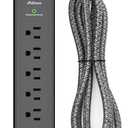 1 Pack Surge Protector Power Strip with 6 Outlets 4 USB Ports 5-Foot Long Heavy-Duty Braided Extension Cords Flat Plug 900 Joules 15A Circuit Breaker Wall Mount for Home Office ETL Listed