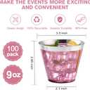 I00000 100PCS Silver Plastic Cups,9 oz Clear Plastic Cups with Silver Trim, Heavy-Duty Disposable Hard Cup For Party, Premium Cup Perfect for Wedding & Party