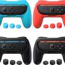 FASTSNAIL 4 Pack Grips for Nintendo Switch 2 (2025) for Joy-Con 2, Wear-Resistant & Anti-Slip Switch 2 Controllers Grips Handle Kit, Switch 2 Holder Accessories for Joycon 2(Black,Black,Red,Blue)
