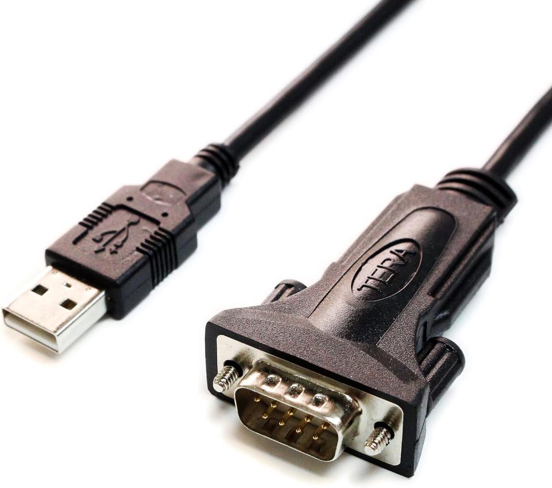 Tera Grand - Premium USB 2.0 to RS232 Serial DB9 Adapter Cable 6 Feet - Supports Windows 11, 10, 8, 7, Vista, XP, 2000, 98, Linux and Mac - Built with FTDI Chipset and Thumbscrews