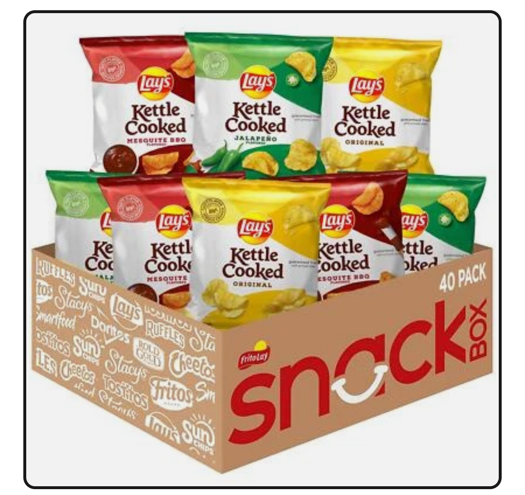 Kettle Cooked Potato Chips Variety Pack 0.85 Ounce Pack of 40, BBD 03/10/2026