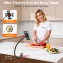 Gooseneck Tablet Holder, 19.69" Metal Crab Clamp iPad/iPhone Mount for Stroller/Treadmill/Golf Cart/Boat/Mic Stand/Gym Bicycle Handlebar Clamp/Desk, Compatible with 4-13" iPad Pro/Air/Mini/E-book
