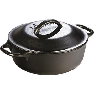 Lodge Cast Iron Dutch Oven 2 Quart - Loop Handle Cooking Vessel - Even Heat Retention - Oven-Safe, Versatile Pot