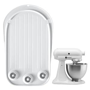 Silicone Mixer Slider Mat for Kitchen Aid 4.5-5 Qt Tilt Head Stand Mixer with Attachments Storage Countertop Mover Tray Attachment Non-Slip Pad (White)