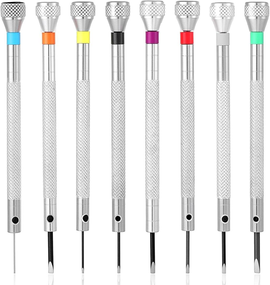 Nogeqi 8PCS Mini Watch Screwdriver Set, Jewelers Screwdriver Set for Watch Repair, 0.6-2.0mm Micro Precision Repair Kit for Eyeglass Sunglass Watchmaker Jewelry Computer Phone Small Tools