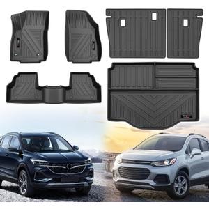 for 2013-2023 Chevy Trax/Buick Encore(Not fit Encore GX) Floor Mats Trunk Cargo Liner and Backrest Mat All Weather TPE Rubber Protection Mat Accessories (Full Set)