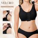BRABIC Post Surgery Front Closure Bras for Women Full Coverage Compression Mastectomy Wireless Bra with Adjustable Straps (Black, XL)
