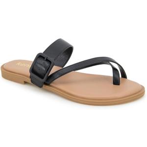 Kensie Women's Mandi Flat Sandal (9.5, Black)