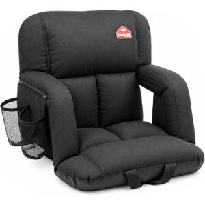 SUNNYFEEL Stadium Seat with Back Support, 4.7" Thick Cushion, 6 Reclining Positions Bleacher Chair with Shoulder Straps, Armrests & Storage Pockets, Non-Slip Strap, Portable for Sports Camping, 21"