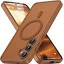 For Samsung Galaxy S25 FE Case, Compatible with MagSafe, Magnetic Translucent Matte Slim Protective Cover with 1 Screen Protector - Military-Grade Drop Protection (Brown)