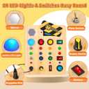 TINTECUSA Busy Board Montessori Toys for Toddler, Wooden Sensory Board Switch Toy with Shape Sorter LED Light Up Toys Educational Plane Travel Activity for Girls & Boys