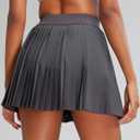 RUNNING GIRL Women's Pleated Tennis Skirts with Pockets High Waisted Tummy Control Casual Athletic Workout Golf Skorts (Gray, XXL)