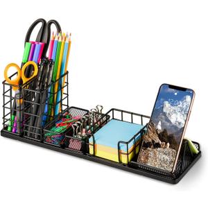 Topwey Pen Holder for Desk, Rotating Pencil Holder, Cup Holder for Desk Office, Pen Organizer in Black (Jet Black)