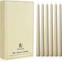 New Burning Formula Unscented Dripless 10-Inch Taper Candles Set of 12, for Wedding, Dinner - Smokeless, Long Burning - Hand Poured, Colored Tall Candlesticks - Ivory