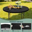 Fitted Round Table Cover with Elastic - 2 Pack Black Round Tablecloths 60 Inch, Windproof & Non-Slip Dining Circle Table Protector for Outdoor Picnic, Party, Event