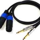 2PCS SPK Speakon Female NL4MMX Connector to 1/4" (6.35mm) Male TS Adapter Patch SPK Speaker Cables - 1.6Feet / 0.5Meter