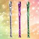 ArtCreativity 13 Inch Metallic Flutes - Set of 3 - Plastic Musical Instrument for Kids - Metallic Colors - Durable Music Toys for Toddlers, Boys, Girls - Fun Gift and Birthday Party Favor for Children