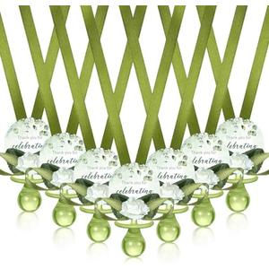 Coume 36 Pcs Sage Green Baby Shower Favors Acrylic Pacifier Necklace Thank You Gift Bulk with Cards for Guests Prizes Baby Shower Games Favors