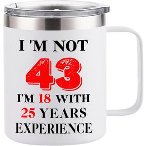 43th Birthday Gifts for Women Men, 1983 Happy 43th Birthday Gifts Decorations for Her Him, Turning 43 Year Old Birthday Presents Coffee Mug Cup, White, 12 Ounce