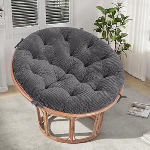 PRIMEPATIO Papasan Chair Cushion, Papasan Circle Chair Cushion Tufted with Corduroy Cover (Without Chair) for Bowl Chair, 45 X 45 Inch, Grey