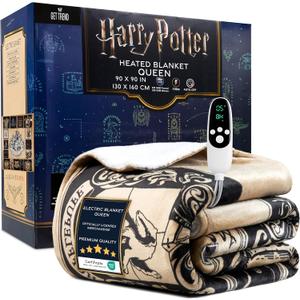 Get Trend Harry Potter Gifts Heated Blanket Electric, Queen Size Luxurious Fleece Weighted Blanket, Fast Heating with 9 Heat Settings Auto Shut-Off, 90x90in (Multi Harry Potter, Queen US)