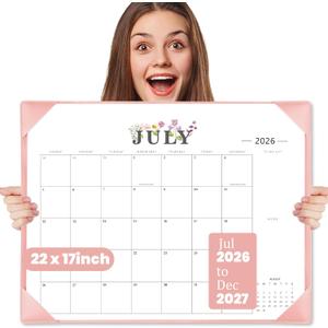 Large 22x17 Desk Calendar 2026-2027, 18 Months, Jul-Dec 2027