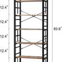 HOMBAZAAR 7 Tier Bookshelf,84 inch Tall Industrial Bookcase with Metal Frame and Open Shelves,Rustic Heavy Duty 7 Shelf Bookcase, Office Book Shelves for Living Room and Bedroom,Brown, 7 Tier -11.8"D x 23.6"W x 83.8"H