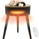 Space Heater, 1500W PTC Ceramic Side Table Heaters for Indoor Use, Electric Heater with Remote, LED Light, ECO Mode, Oscillation, 12H Timer, Overheat & Tip-Over Protection, Black