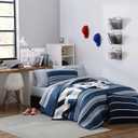 Nautica - Twin/Twin XL Comforter Set, Reversible Cotton Bedding with Matching Sham, Medium Weight for Year Round Use, Dorm Essentials, Oeko-Tex Certified (Lakeview Blue)
