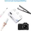 250W Conversion Plug, International Travel Converter with 4 USB Ports, lowering 220V to 110V for 100V-240V Areas and Different Countries Plugs Using US Electrical Devices (White)