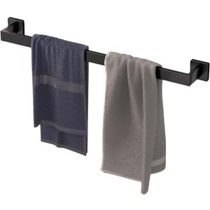 Black Towel Bar 24 Inch - SUS304 Stainless Steel Towel Rack Bathroom - Towel Holder Matte Black Wall Mount