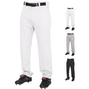 Rawlings Men's Semi-Relaxed Full Length Baseball Pants | Adult Sizes | Solid | (White, M)