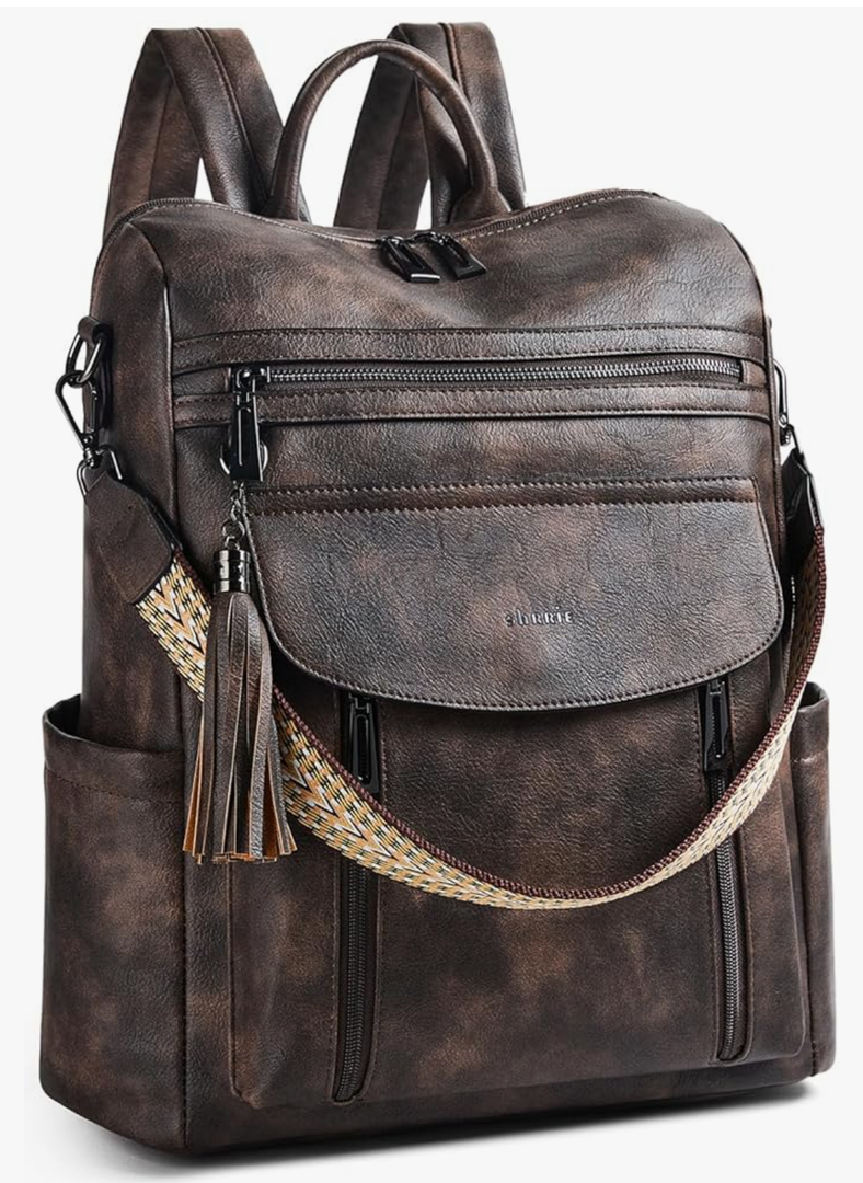 Shrrie Laptop Backpack for Women 15.6 inch,Travel Leather Backpack Purse Nurse Teacher Carry on Backpack Computer Bag,Professional Water-Resistant College Business Work Casual Daypack,Two-toned Coffee