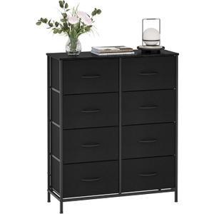WelFurGeer 8 Drawer Fabric Dresser with Sturdy Metal Frame, Tall Dresser with Fabric Bins, Storage Chest of Drawers for Bedroom, Closet, Kids Room Organization, Black