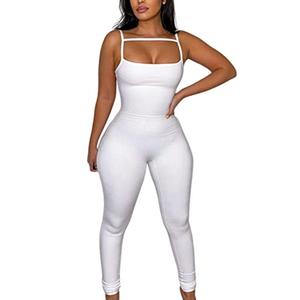 MVKV Women's Sexy Bodycon Solid Outfits Club Rompers Jumpsuits White Small