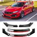 Universal Front Lip Kit for Car, 4 PCS Front Bumper Lip Diffuser Wide Body Protector Compatible with Mercedes c63, CLA 250,Honda Civic Toyota,Nissan Altima Maxima (Glossy Black-Red)