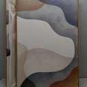 Large Abstract Watercolor Block Framed Canvas Wall Art,Colorful Neutral Geometric Wall Decor,Beige Blue and Brown Artwork,Modern Minimalist Line Art Print for Living Room,Bedroom- 24"x36"x3