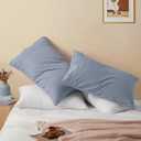 Vonty 2 Pack Standard Pillow Cases - 20x26 Inch, 1800 Thread Count Microfiber Pillowcases Standard Size Grey Pillow Cases Luxury & Soft Embroidered Bed Pillow Covers with Envelope Closure