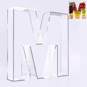 Ledido 10’’ Acrylic Letter Charcuterie Board Box, Reusable Fillable Serving Tray for Candy Cake Fruit Snack, Easy-Clean Acrylic Charcuterie Tray for Birthday Anniversary Party Decorations, Letter M