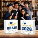 Class of 2026 Graduation Napkins, 3-Ply Disposable Congrats Grad Paper Napkins for Dinner and Cocktail Party Decorations, School and College, 6.5-Inch Square (100, Blue)