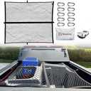 Muslogy Truck Bed Cargo Net Compatible with Pickup Truck Bed Organizer Stretchable 4'x4' to 7'x7' High Elastic Heavy Duty Upgraded Reinforced Storage Net with 10 Metal Carabiners (Single Layer)