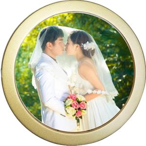 Round Photo Frame Wooden Wall Hanging Picture Frames for Home Office Wall Decor (Gold, 8 inch)