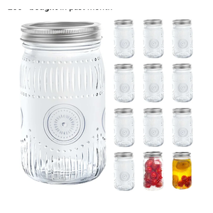 Amzcku 32oz Vintage Mason Jars with Lids, Wide Mouth Quart Canning Jar 12 Pack