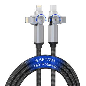 90 Degree USB C to Lightning Cable with 180Swivel Connector 6.6FT [MFi,3A,Carplay,Data] Rotating iPhone Charger Fast Charging Right Angle Lightning Cable for Apple Carplay iPhone 14 13 12 11 X iPad