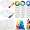 Abbylike 72 Pcs Tie Dye Party Supplies, 24 Cotton Drawstring Bags Tie Dye Drawstring Backpack 14 x 16 Inch Drawstring Tote Bags 24 White Cotton Scrunchies 24 Elastic Hair White Headband for Women DIY