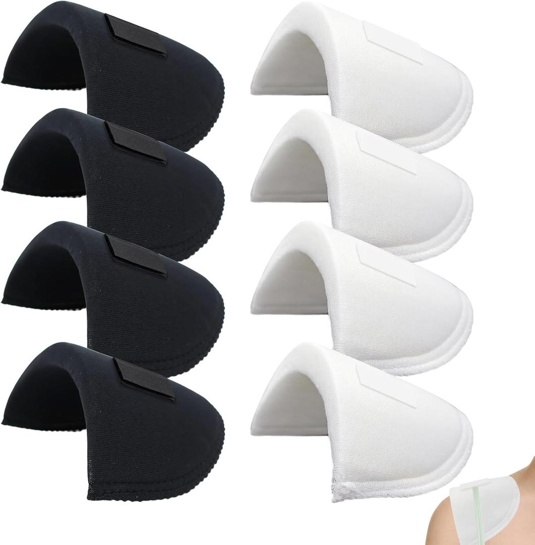 4 Pair Shoulder Pads Set-in Shoulder Pads Soft Breathable ThickenedSponge Pads with Hoop and Loop for Blazer Suit, Jackets, Men's Women's Clothing Sewing Accessories(White & Black)